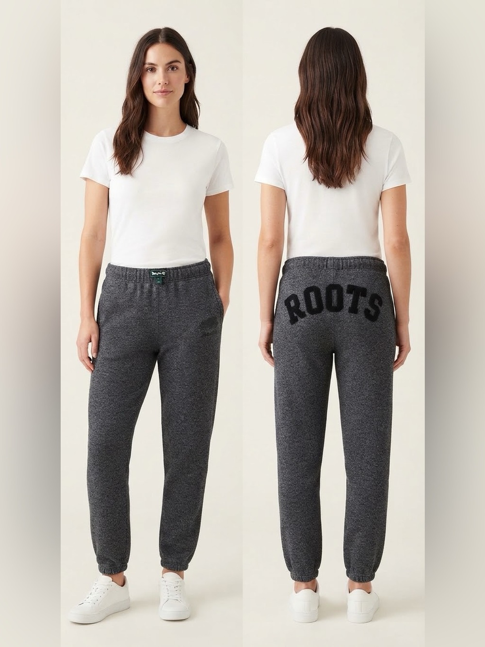 Roots Canada Original Salt & Pepper Boyfriend Sweatpants size S